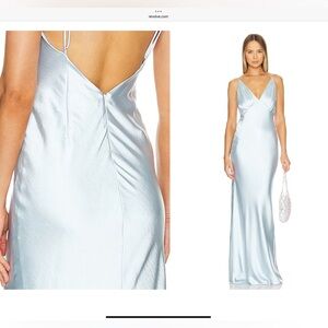 Revolve Whimsical Sky Blue Maxi Dress SzL,silk/satin Like,heavy Fancy Gown,Alani